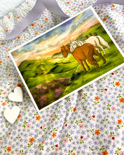 Postkarte "Frei im Sonnenuntergang"