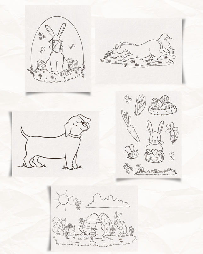 Ausmalbilder Frühling/ Ostern | AUsmalsetset zum Download