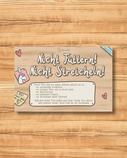 Stallschild "Nicht füttern, nicht streicheln"