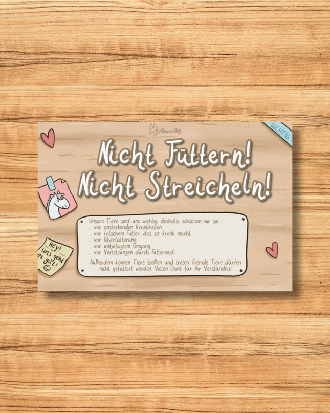 Stallschild "Nicht füttern, nicht streicheln"