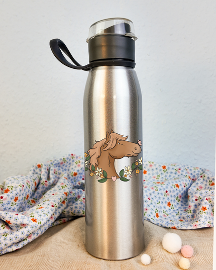 Trinkflasche mit Pferdemotiv "Schmetterlingspoy" – 650ml