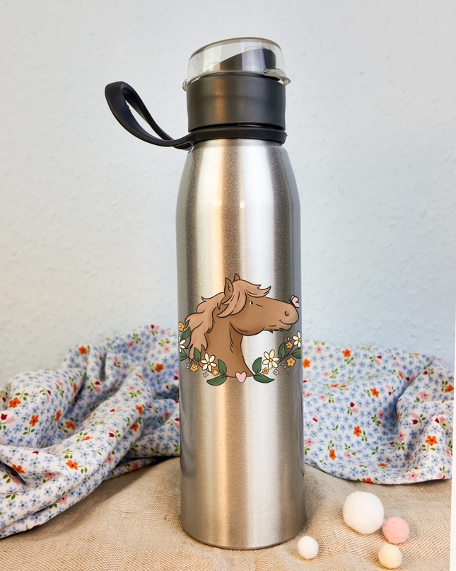 Trinkflasche mit Pferdemotiv "Schmetterlingspoy" – 650ml