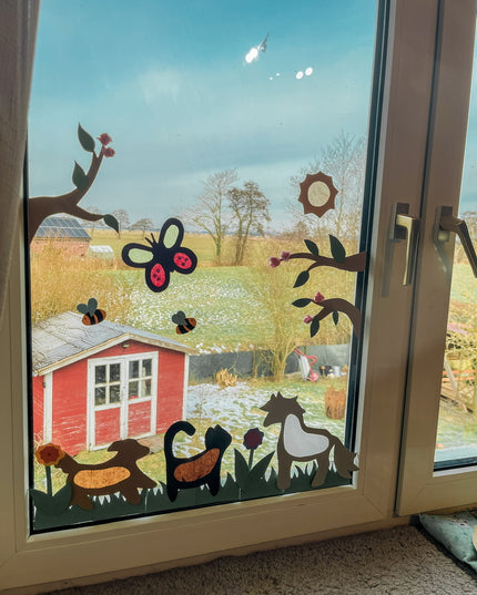 Frühlingshafte Fensterbilder | Bastelset zum Download