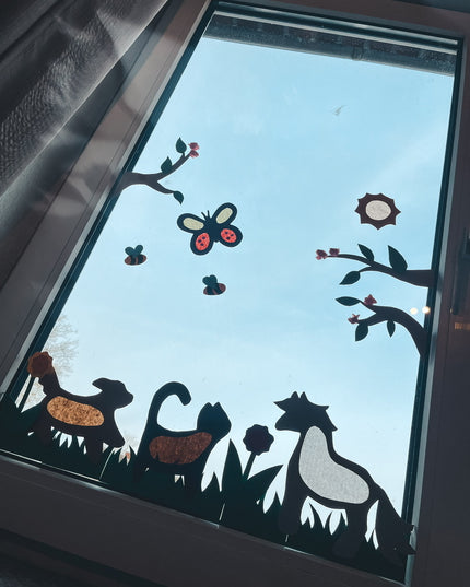 Frühlingshafte Fensterbilder | Bastelset zum Download