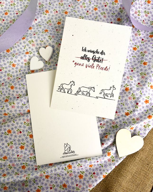 Geburtstagskarte / Postkarte "Ich wünsche dir ganz viele Pferde"