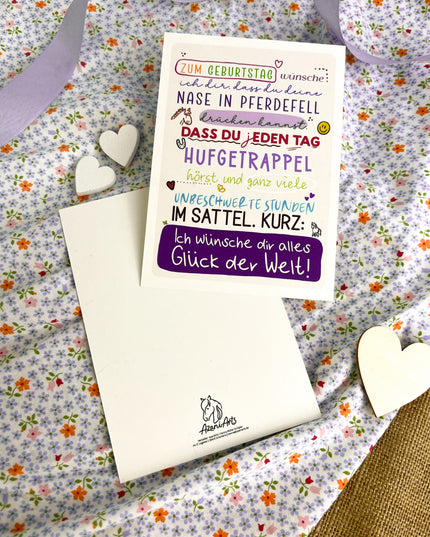 Geburtstagskarte / Postkarte "Hufgetrappel zum Geburtstag"