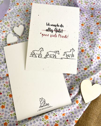 Geburtstagskarte / Postkarte "Ich wünsche dir ganz viele Pferde"