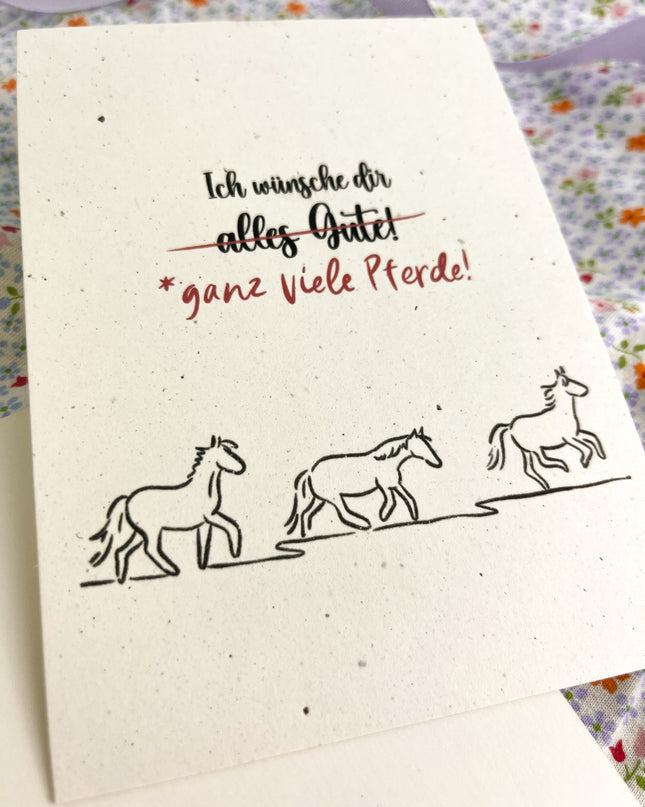 Geburtstagskarte / Postkarte "Ich wünsche dir ganz viele Pferde"