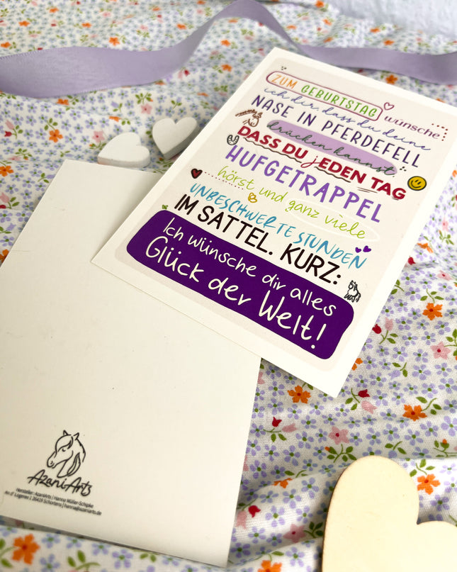 Geburtstagskarte / Postkarte "Hufgetrappel zum Geburtstag"