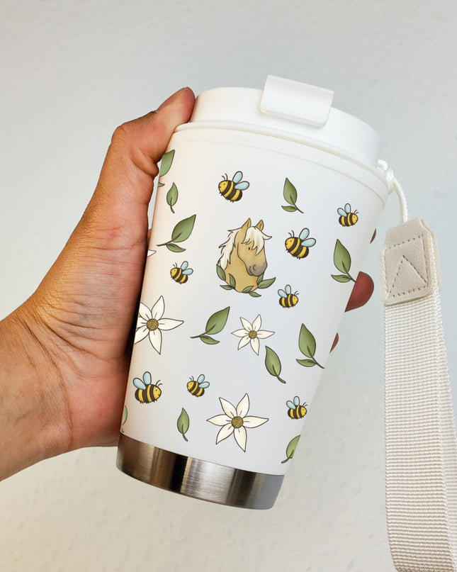 Thermosbecher mit Pferdemotiv "Bee Happy" – 300ml