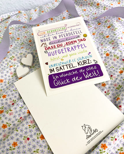 Geburtstagskarte / Postkarte "Hufgetrappel zum Geburtstag"