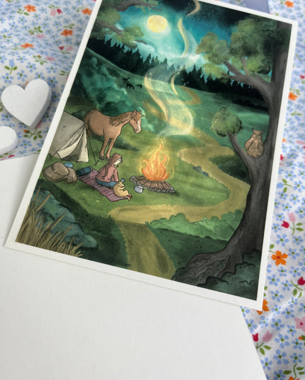Postkarte "Am Lagerfeuer"
