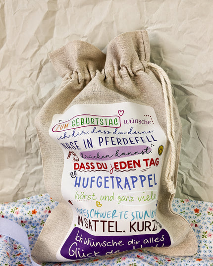 Geschenkbeutel mit Pferdemotiv "Hufgetrappel" – Baumwolle