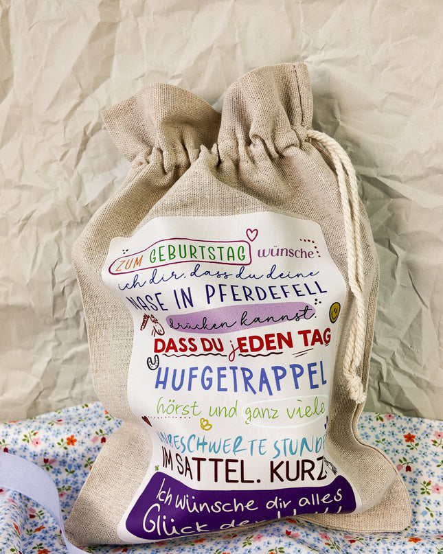 Geschenkbeutel mit Pferdemotiv "Hufgetrappel" – Baumwolle