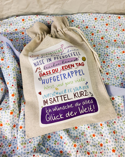 Geschenkbeutel mit Pferdemotiv "Hufgetrappel" – Baumwolle