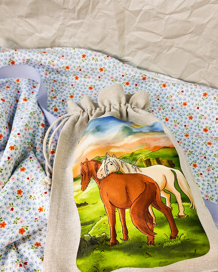 Geschenkbeutel mit Pferdemotiv "Herde" – Baumwolle