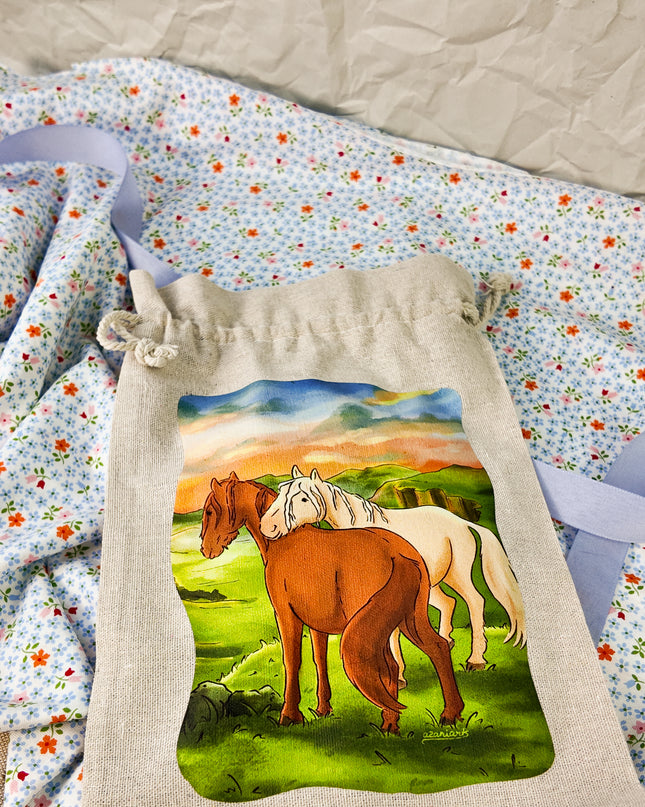 Geschenkbeutel mit Pferdemotiv "Herde" – Baumwolle