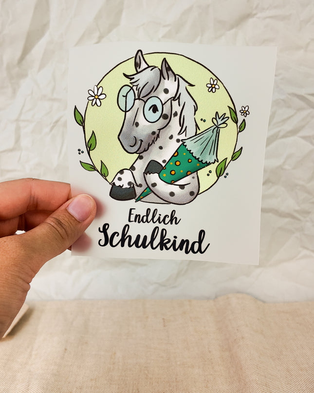 Bügelbild mit Pferdemotiv – DTF Transfer "Schulkind"