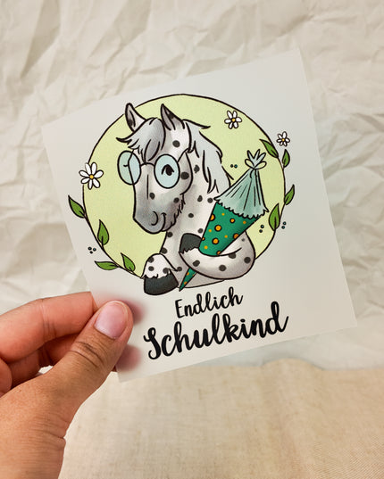 Bügelbild mit Pferdemotiv – DTF Transfer "Schulkind"