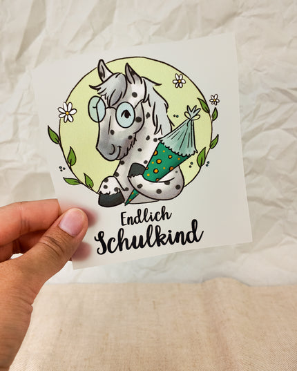 Bügelbild mit Pferdemotiv – DTF Transfer "Schulkind"