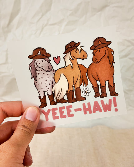 Bügelbild mit Pferdemotiv – DTF Transfer "Cowboys"