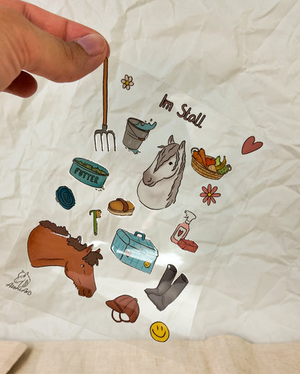 Rub-On Sticker mit Pferdemotiv "Im Stall"