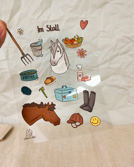 Rub-On Sticker mit Pferdemotiv "Im Stall"