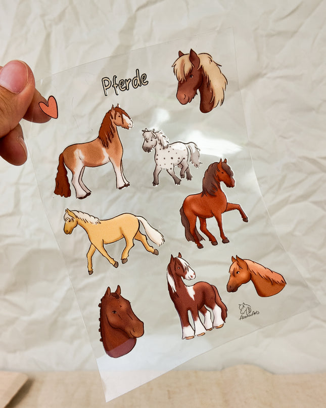Rub-On Sticker mit Pferdemotiv "Pferderassen"