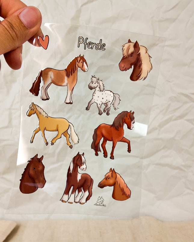Rub-On Sticker mit Pferdemotiv "Pferderassen"
