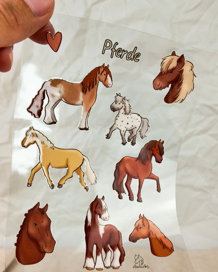 Rub-On Sticker mit Pferdemotiv "Pferderassen"