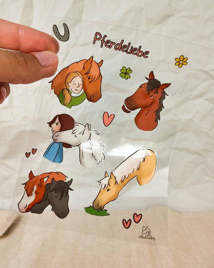 Rub-On Sticker mit Pferdemotiv "Pferdeliebe"