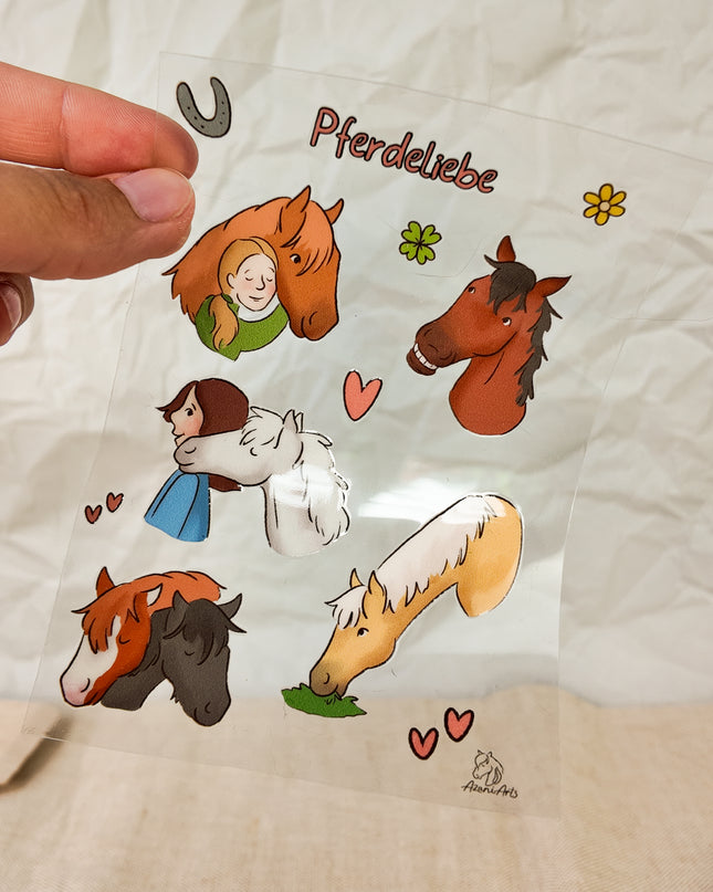 Rub-On Sticker mit Pferdemotiv "Pferdeliebe"