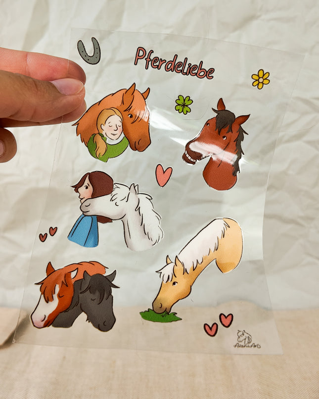 Rub-On Sticker mit Pferdemotiv "Pferdeliebe"