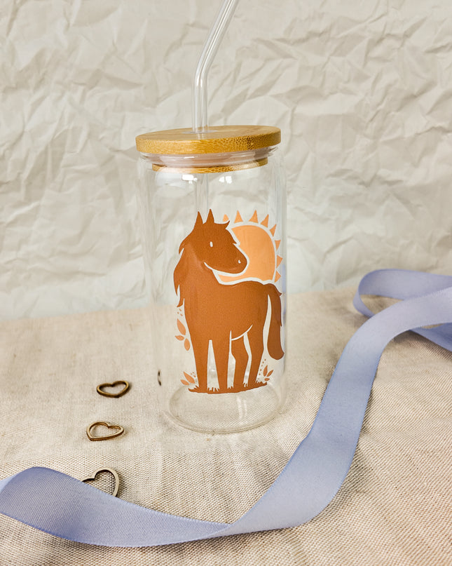 Trinkglas mit Pferdemotiv "Nature Horse" – 470ml Borosilikatglas