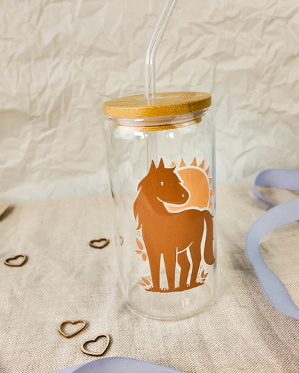 Trinkglas mit Pferdemotiv "Nature Horse" – 470ml Borosilikatglas