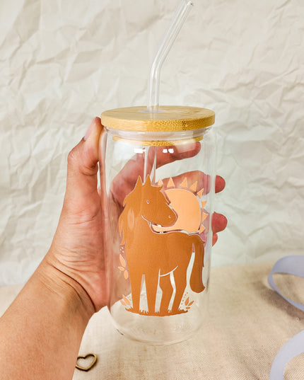 Trinkglas mit Pferdemotiv "Nature Horse" – 470ml Borosilikatglas