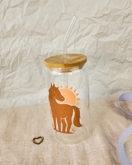 Trinkglas mit Pferdemotiv "Nature Horse" – 470ml Borosilikatglas