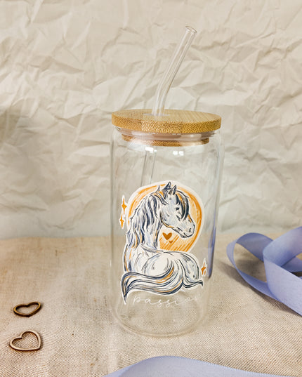 Trinkglas mit Pferdemotiv "Mystic Horse" – 470ml Borosilikatglas