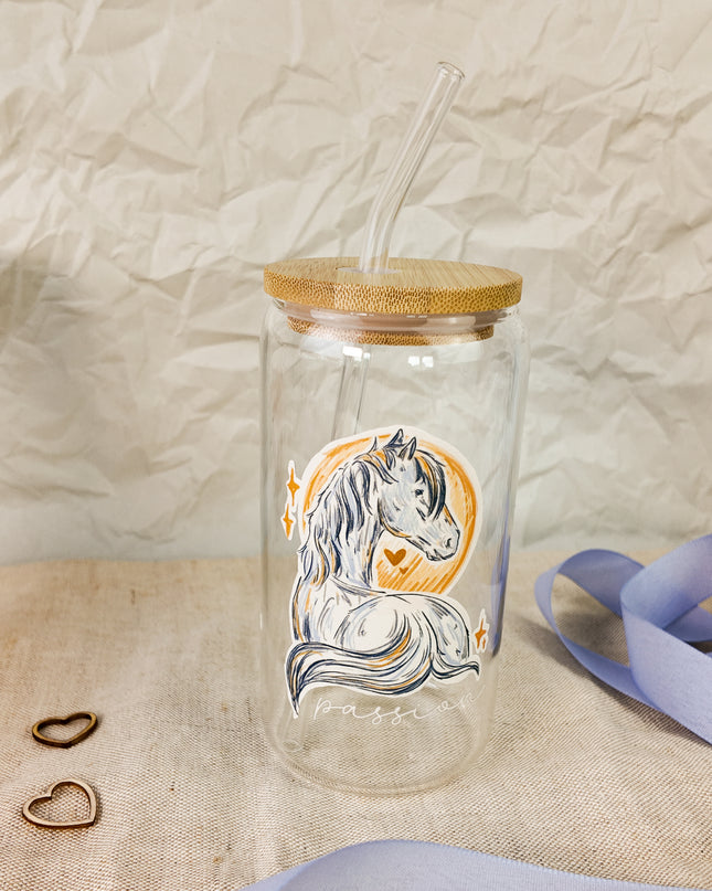 Trinkglas mit Pferdemotiv "Mystic Horse" – 470ml Borosilikatglas