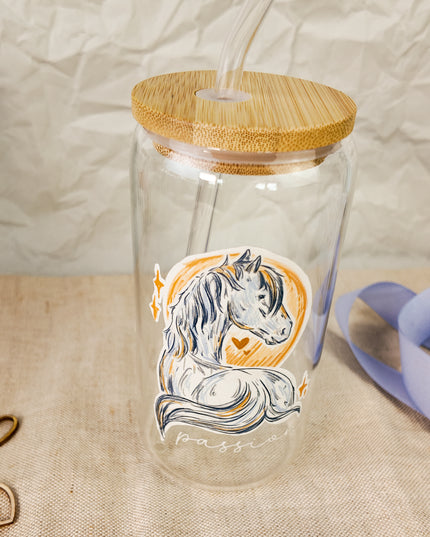 Trinkglas mit Pferdemotiv "Mystic Horse" – 470ml Borosilikatglas
