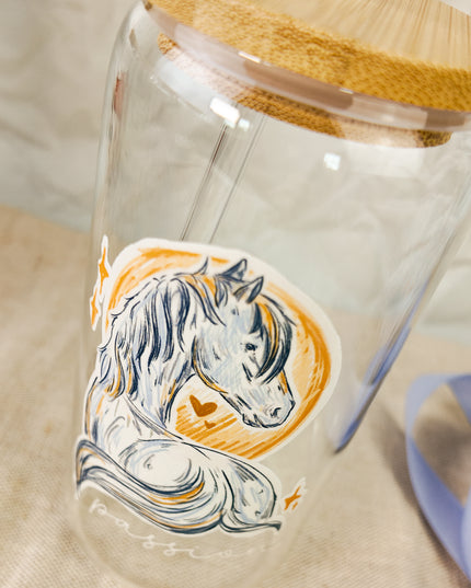 Trinkglas mit Pferdemotiv "Mystic Horse" – 470ml Borosilikatglas