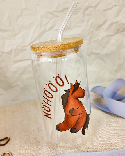 Trinkglas mit Pferdemotiv "Nöhöö" – 470ml Borosilikatglas