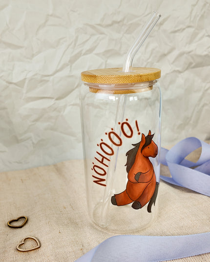 Trinkglas mit Pferdemotiv "Nöhöö" – 470ml Borosilikatglas