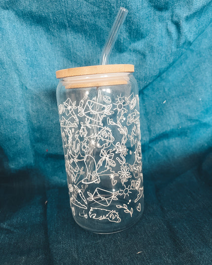 Trinkglas mit Pferdemotiv "Pferdewelt" – 470ml Borosilikatglas
