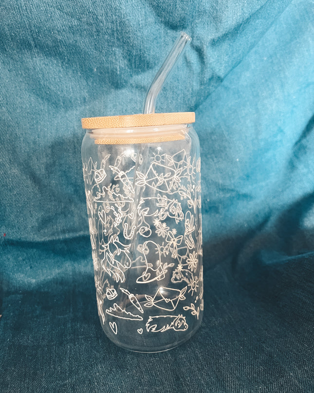 Trinkglas mit Pferdemotiv "Pferdewelt" – 470ml Borosilikatglas