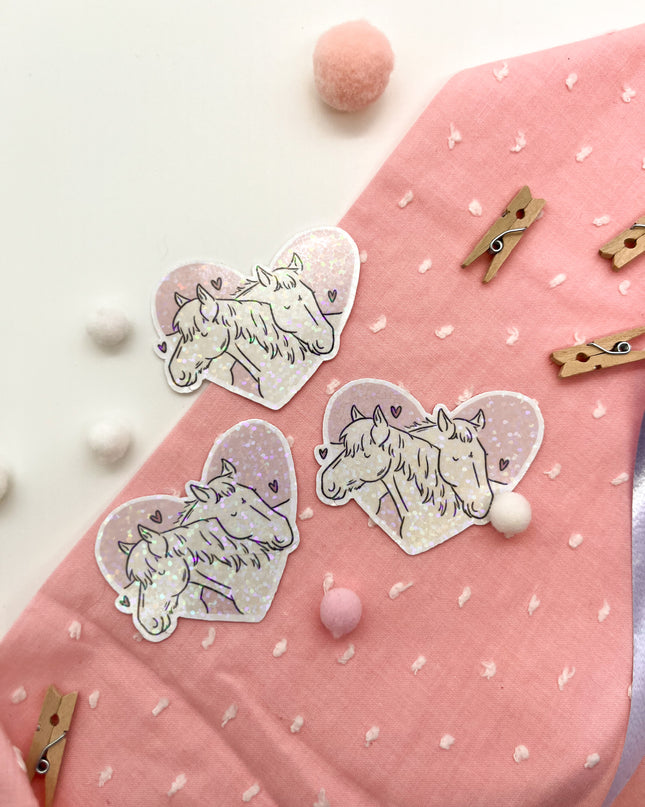 Glitzersticker "Herzchenpferde"