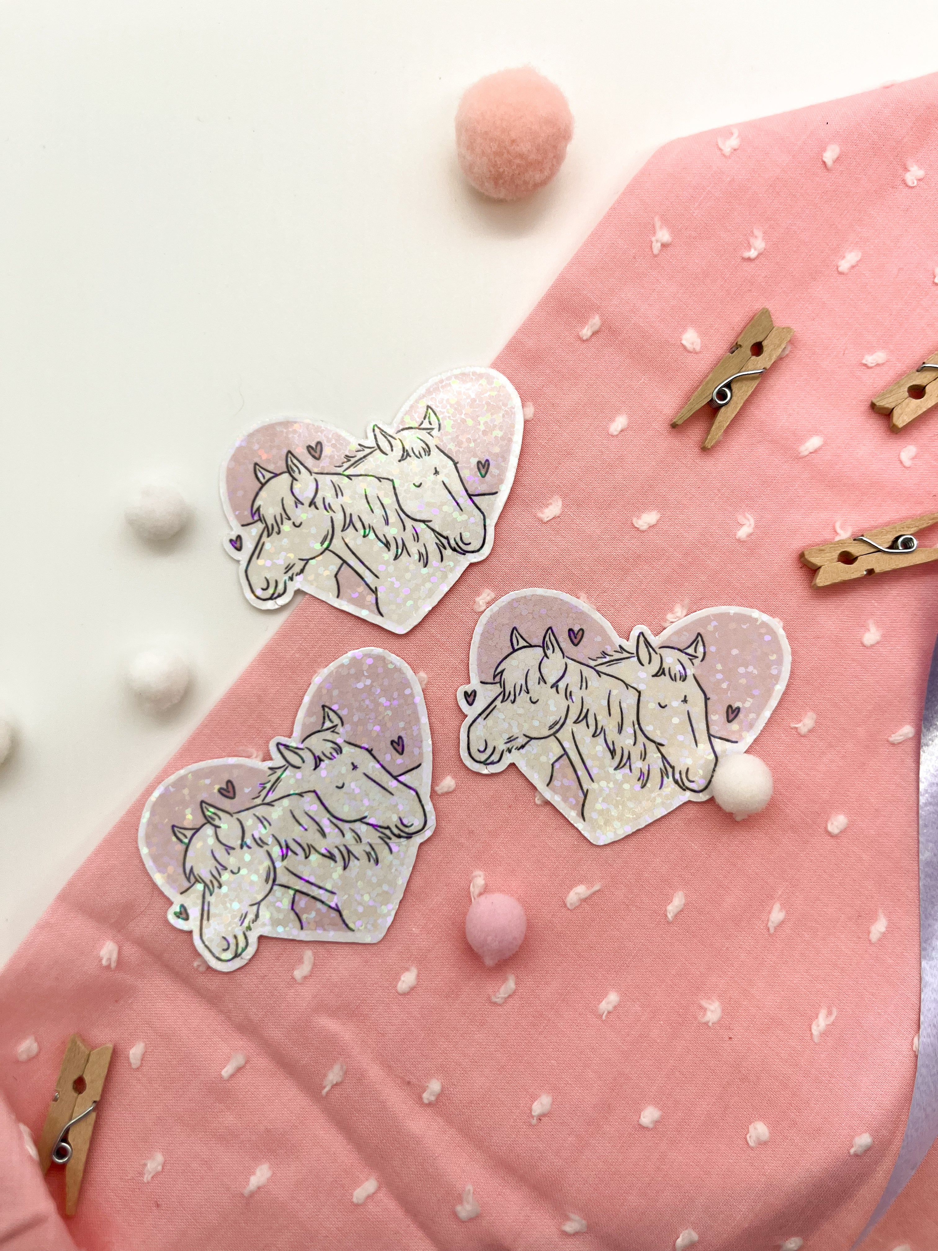 Glitzersticker "Herzchenpferde"
