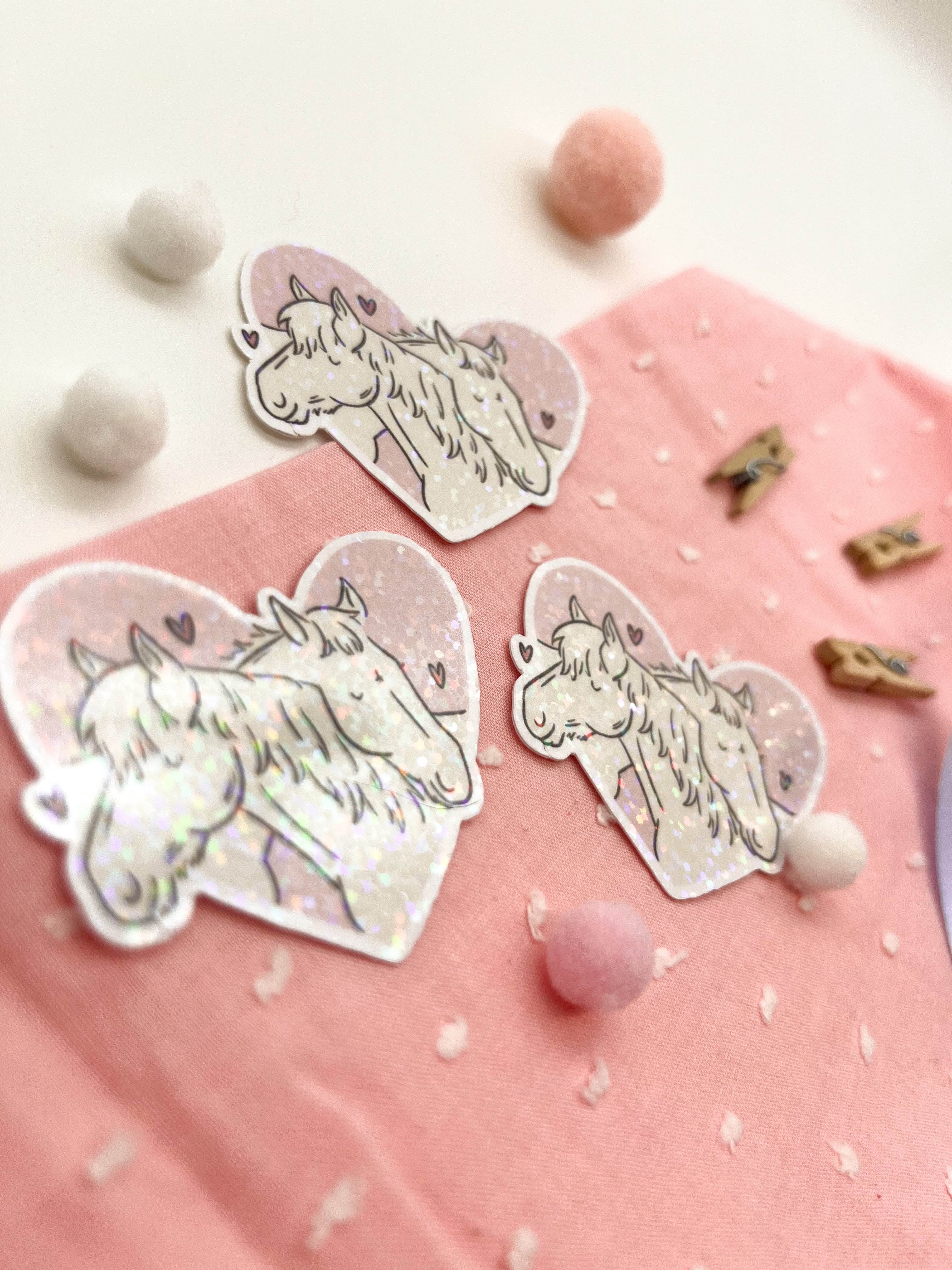 Glitzersticker "Herzchenpferde"