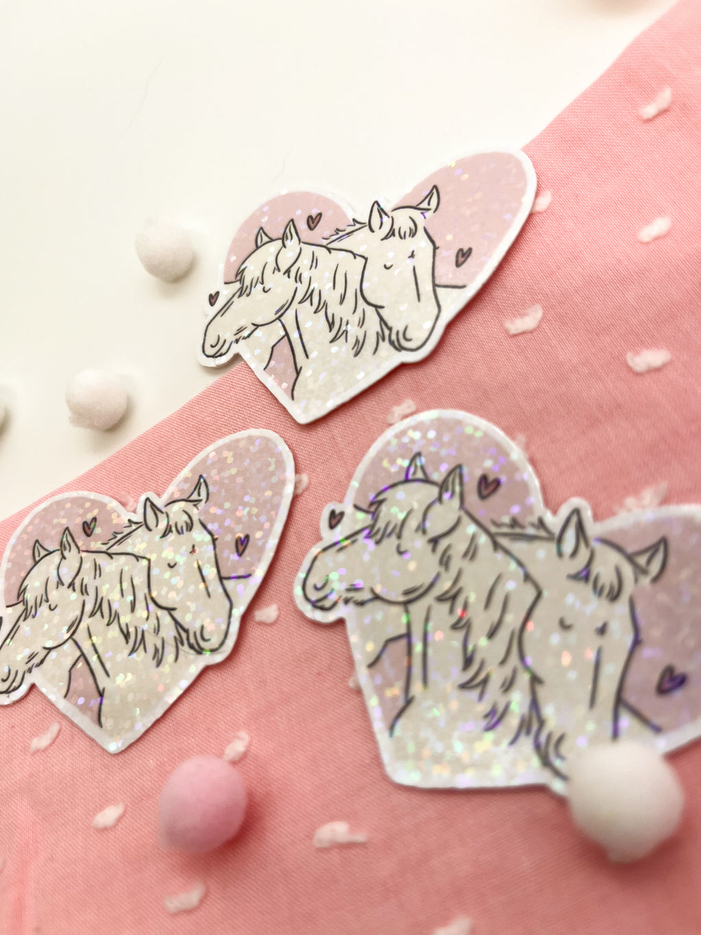 Glitzersticker "Herzchenpferde"