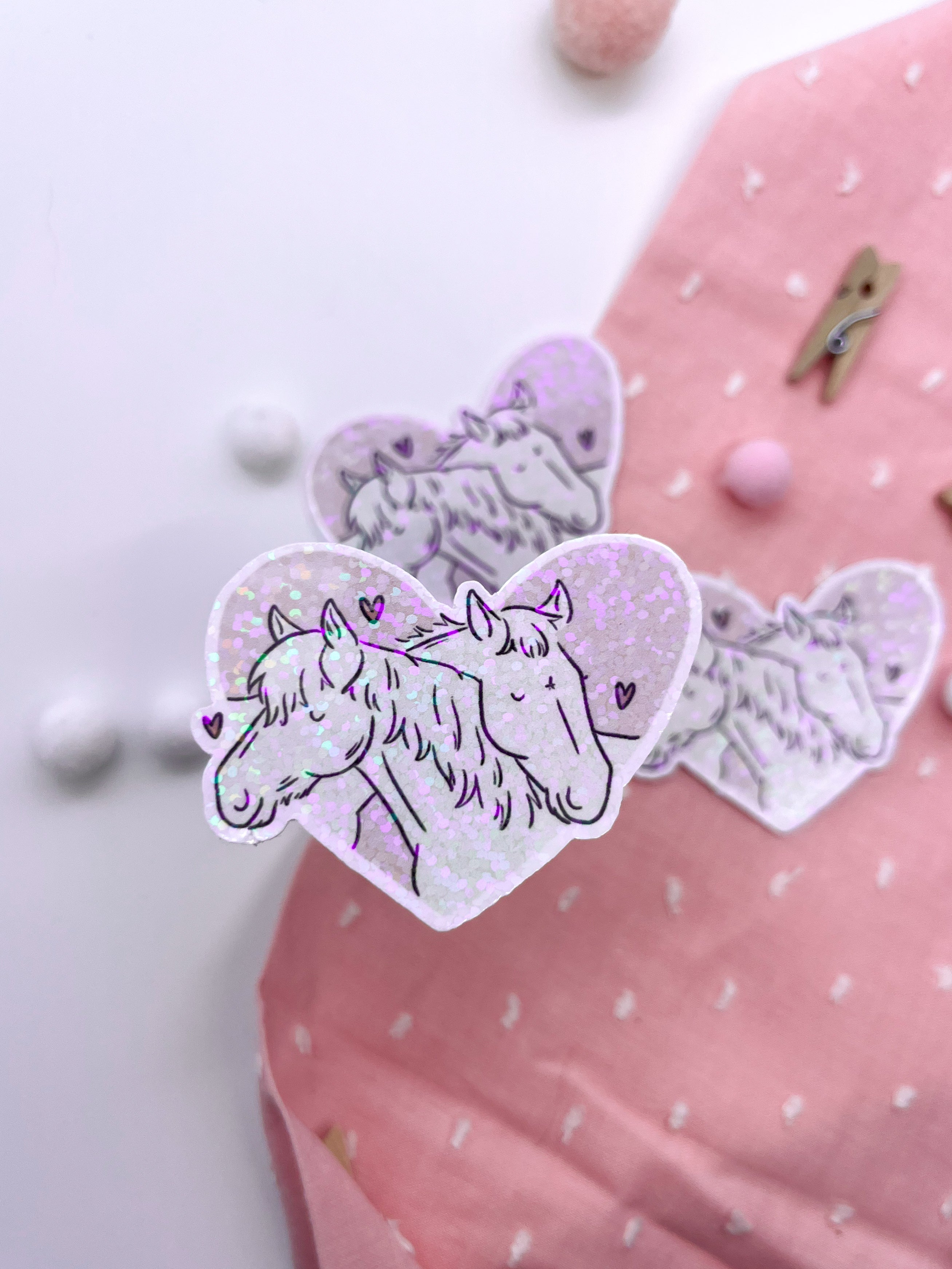 Glitzersticker "Herzchenpferde"